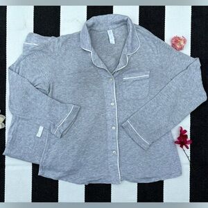 Stars Above Heather Gray Button Up & Pants Pajama Set